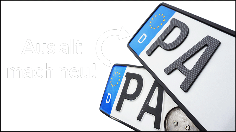 Aus alt mach neu - jetzt PKW-Kennzeichen aus Blech mit den neuen 3D Kunststoff-Kennzeichen ersetzen!