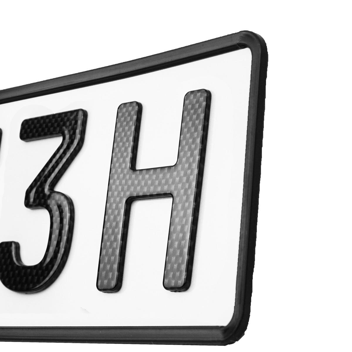 3D H-Kennzeichen Carbonoptik Hochglanz 520 mm
