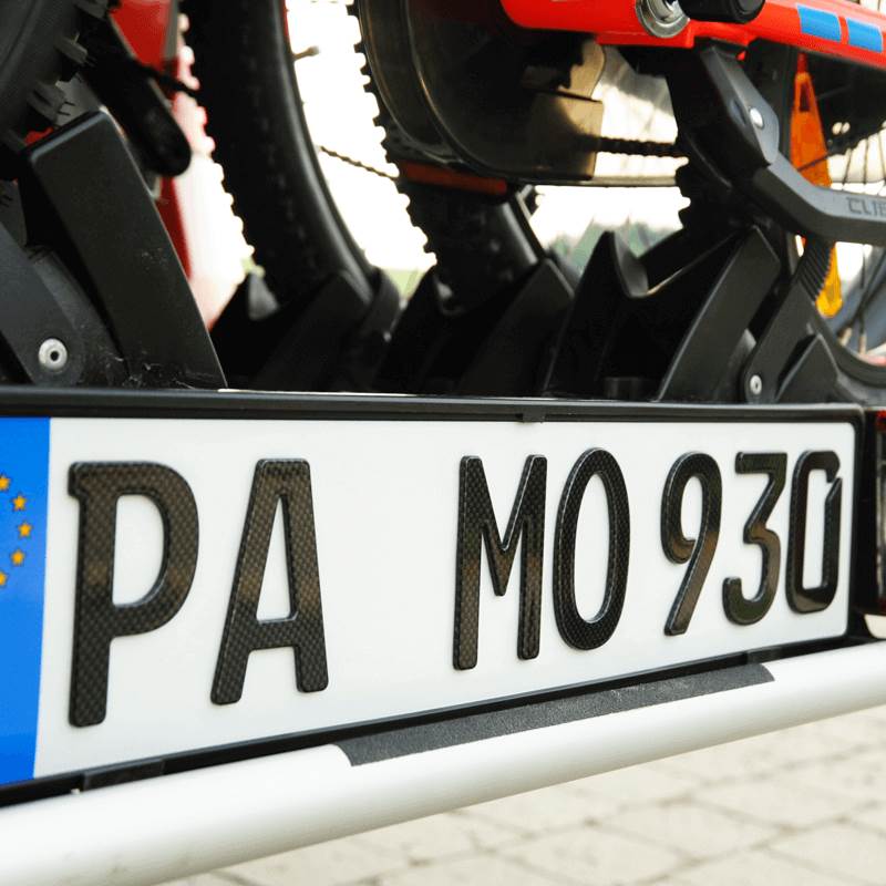 3D Kennzeichen für Fahrradträger Carbonoptik Hochglanz 520 mm