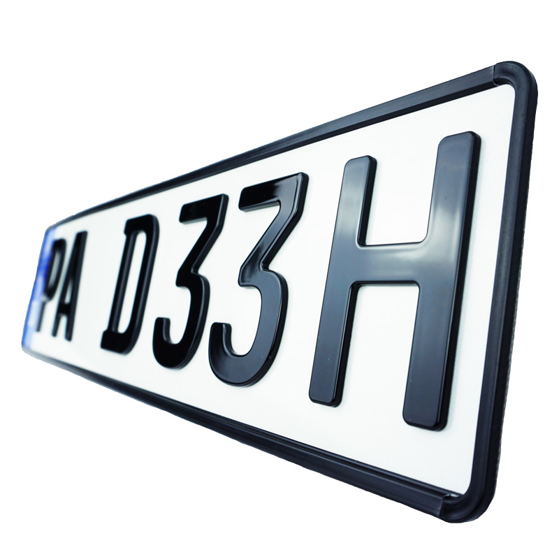 3D H-Kennzeichen Hochglanz Kurz