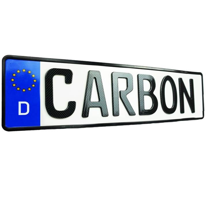 3D Namenskennzeichen Carbonoptik Hochglanz kurz