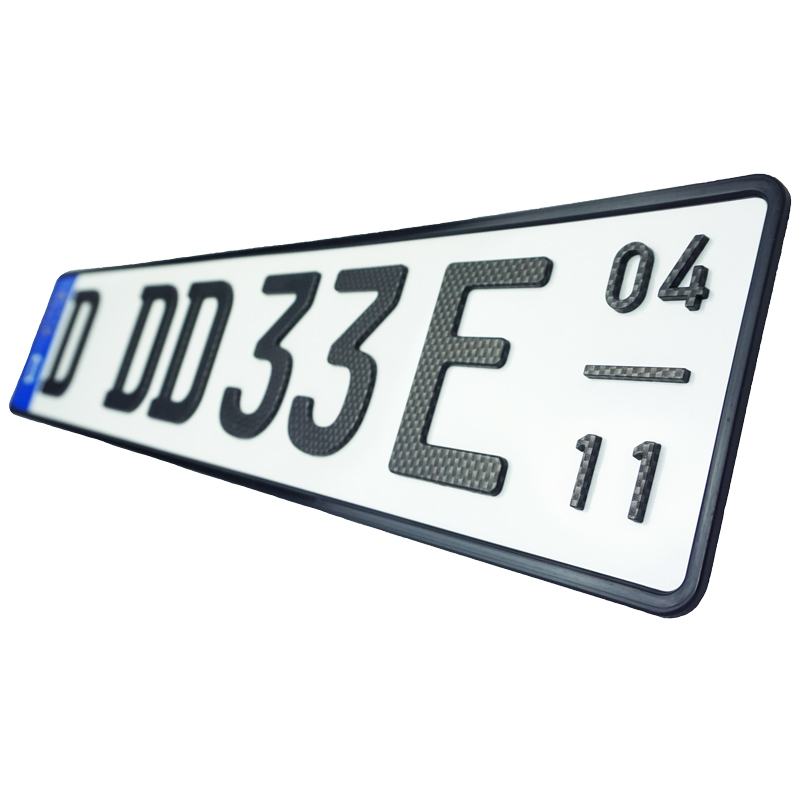 3D E-Kennzeichen mit Saison Carbonoptik Matt 520 mm