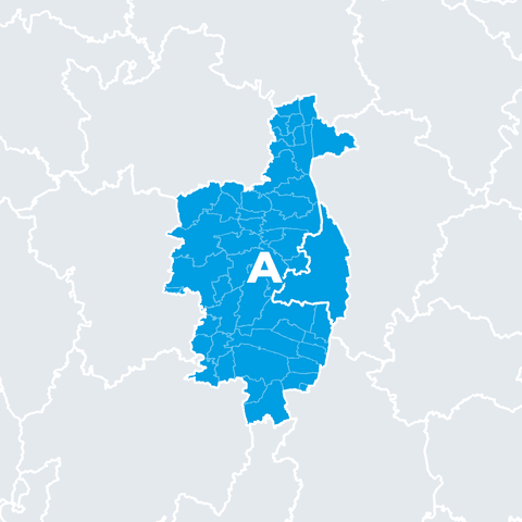 Karte Stadt Augsburg, Landkreis Augsburg (A)