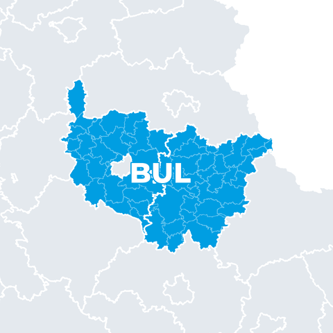 Karte Landkreis Amberg-Sulzbach (B, F und G 1–999), Landkreis Schwandorf (BUL)