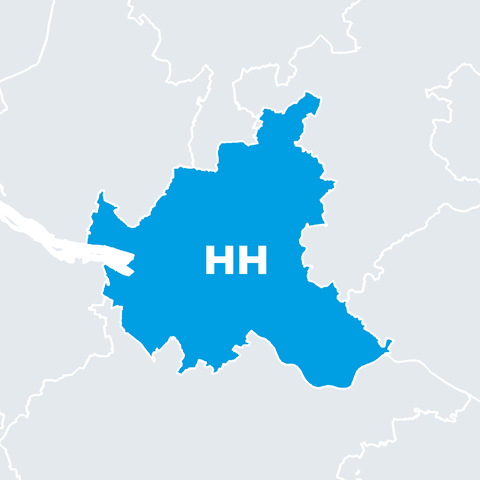 Karte Freie und Hansestadt Hamburg, Senat und Bürgerschaft (HH)