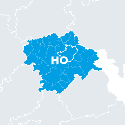 Karte Stadt Hof, Landkreis Hof (AA–ZZ 100–9999) (HO)