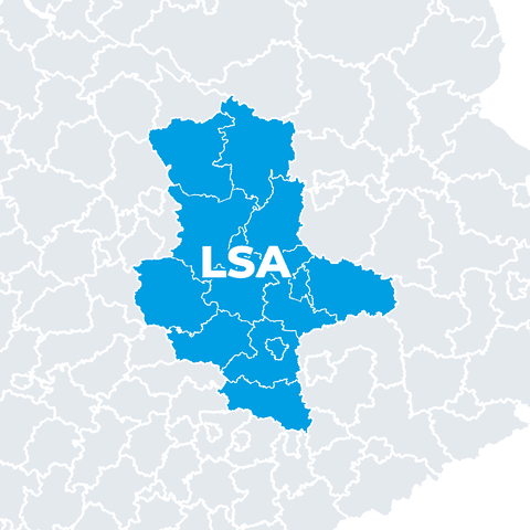 Karte Sachsen-Anhalt, Landesregierung, Landtag und Polizei (LSA)