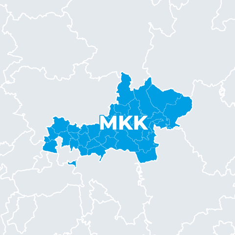 Karte Main-Kinzig-Kreis ohne die Stadt Hanau (MKK)
