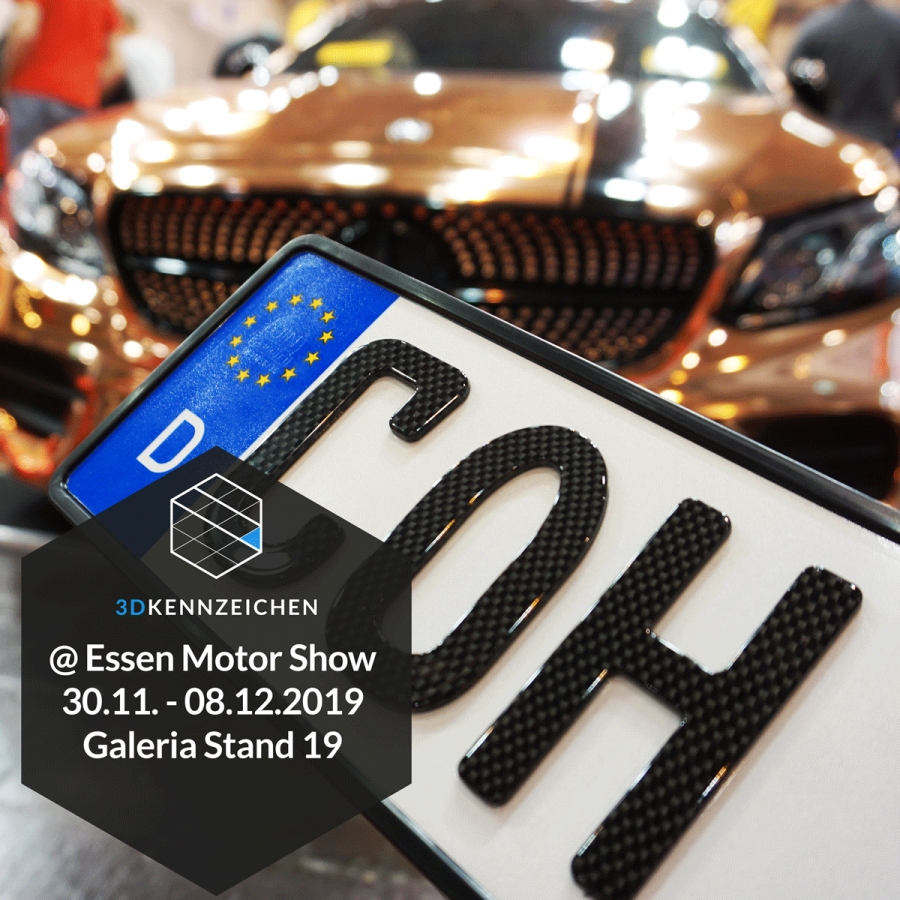 3D Kennzeichen auf der Essen Motor Show 2019